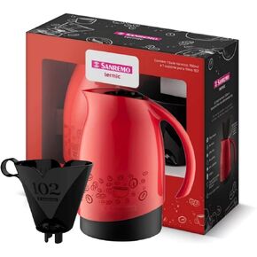 Tribello Pour Over Coffee Maker 20 Oz Camping Thermal Carafe With #2 Pour Over Coffee Dripper set, Keep Water Hot/Cold 6+ Hours Great Camping Coffee Maker set - BPA Free (Red)