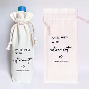 Retirement Cheers! Elegant Wine Bottle Gift Bag, Pairs Well With Retirement', 6x13inches, 1 Bag -Perfect for Celebratory Occasions & Farewell Parties