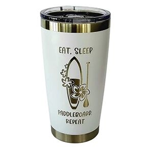 Paddleboarding 20oz insulated coffee mug (Teal), Stand Up Paddle Board Accessories, Stainless Steel Tumbler