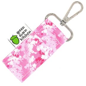 Pink Floral Lip Balm Holder - Holds Lip Balm or Chap Stick - Clips to Keychain, Purse, Lanyard or Backpack - Handmade by Green Acorn Kitchen
