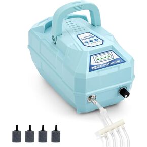 Poafamx Rechargeable Pond Aerator Adjustable Aquarium Air Pump Powerful Fish Tank Bubbler Pump with Hose Air Stone Check Valve for Outdoor Ponds Stock Fish Tank Koi Pond Hydroponics