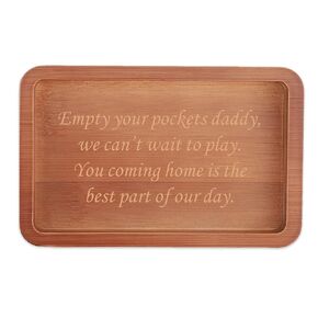 Birthday Gifts for Dad from Daughter Son, Engraved Wood Tray for Father, Funny Gift, Men's Ring Holder for Jewelry, Dad Gift for Birthday Fathers Day, Wooden Gifts for Dad