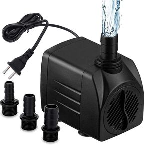 Small Fountain Pumps Submersible Outdoor, 480GPH Durable 25W Outdoor Water Pump with 6.5ft Power Cord, 3 Nozzles for Aquarium, Pond, Fish Tank, Water Pump Hydroponics, Backyard Fountain (480GPH)