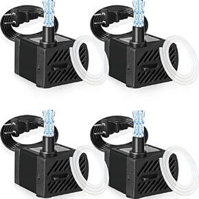 Lounsweer 4 Set 50 GPH 3W Mini Submersible Water Pump Quiet Submersible Fountain Pump Mini Aquarium Pump with 3.3 ft Tube for Fish Tank, Aquariums, Pond, Pets Fountain Hydroponics
