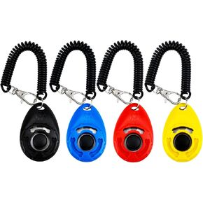 Pet Training Clicker with Wrist Strap Dog Training Clicker Set Clicker Training Tools for Dog, Cat, Bird, Horse, etc (4 Color)