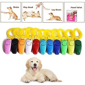 مجموعة 10 قطع من أدوات تدريب الحيوانات الأليفة 2 في 1 من أوربيست، أدوات تدريب الحيوانات الأليفة بالصفارة والنقر مع حزام معصم، كلب تدريب، قطة، حصان، حيوانات أليفة (10 قطع (2 في 1)، متعددة الألوان) in Kuwait