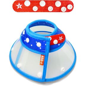 Loosen Pochi Small Dog Cone with Supporters, Soft Cat Cone Elizabethan Collar, Recovery Collar After Surgery, Half and Half(Loosen Pochi Set Red, S)