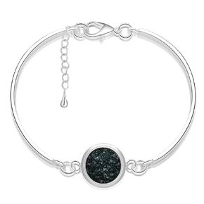 Black Gemstone Link Bracelet Adjustable Cuff Bangle Bracelet for Women Silver Handmade Healing Round Bracelets Boho Statement Bracelet Gift for Her