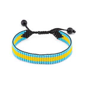Jamaica Flag Bracelet: Handmade Bracelet,Adjustable Beaded Boho-Style Rope Bangle with Patriotic Design