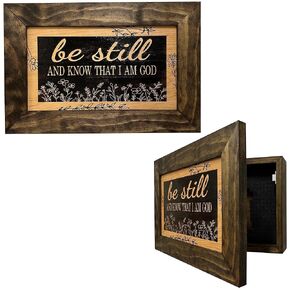 Hidden Gun Storage Cabinet Bible Verse Decorative & Secure Wall-Mounted Gun Cabinet - Be Still and Know That I am God Psalm 46:10 Gun Safe by Bellewood Designs