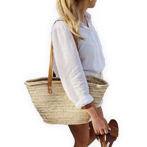 FRENCH BASKET straw bag with leather handles, beach bag, straw bag, beach bag, basket bag, shopping basket, wicker basket with handle, straw market basket