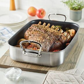 Hestan - Stainless Steel Classic Roaster with Rack, Induction Cooktop Compatible