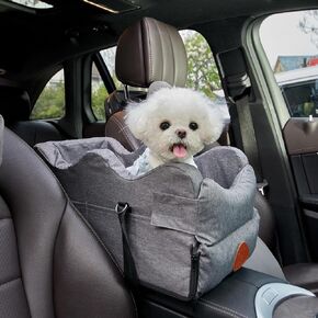 Center Console Dog Car Seat for Small Dogs, NSPNF Puppy Car Seat Up to 9 lbs with Storage Pockets & Waterproof, Pet Booster Seats for Travel Carrier Bed (Dark Grey) in Saudi Arabia