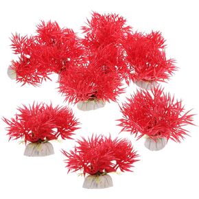 LIOOBO 10pcs Aquarium Decoration Underwater Plant Model Fish Tank Aquatic Plants Desk Top Decor Simulation Aquatic Plant Table Top Decor Plastic Red Fish Tank Supplies Small Fish Tank