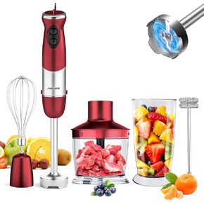 خلاط يدوي 5 في 1، عصا خلاط يدوية أبولر 800 وات، خلاط محمول 12 سرعة 304 من الفولاذ المقاوم للصدأ، مع كوب خلط، مفرمة، خفاقة ورغوة الحليب للحساء، أغذية الأطفال، الصلصة in Kuwait