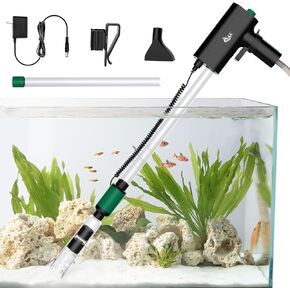 AQQA Aquarium Rechargeable Gravel Cleaner Kit,Energy Saving Powerful Fish Tank Siphon Vacuum Cleaner,Portable Automatic Water Changer,Adjustable Flow Rate Wash Sand 15W 420GPH