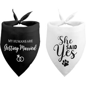 My Humans are Getting Married She Said Yes Dog Bandana for Wedding Wedding Engagement Announcement Photo Prop Pet Accessories for Dog Lovers Owner Gift Pack of 2