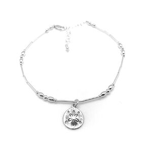 Sand Dollar Sterling Silver Anklet Beach Wedding Bridesmaid Gift Friend Nautical (Average 8 1/2" to 10")