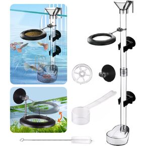 La La Pet®Fish Shrimp Feeding Dish Set Fish Feeder Tube Kit with Feeding Ring Suction Cups Adjustable Tubes Cleaning Brush Measuring Spoon Feeding Aquarium Supplies for Fish Tanks