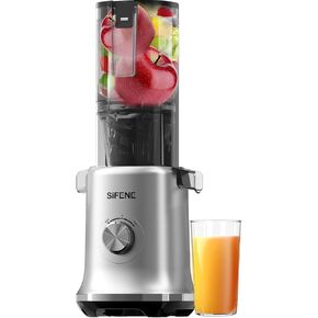 Whole Fruits Cold Press Juicer Machines, 4.3-inch (110mm) Powerful Wide Mouth Slow Masticating Juicer with Large Feed Chute for Vegetables and Fruits, Easy to Clean (Gray)