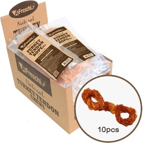 Afreschi Turkey Tendon for Dogs, Dog Treats for Signature Series, All Natural Human Grade Puppy Chew, Ingredient Sourced from USA, Hypoallergenic, Rawhide Alternative, 10 Units/Box Rope (Large)
