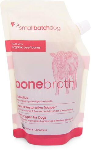smallbatch Pets Shelf Stable Bone Broth, Organic Beef Recipe with Prebiotics & Adaptogen-Inspired Ingredients, Topper for Dogs - 16 Ounce in Kuwait