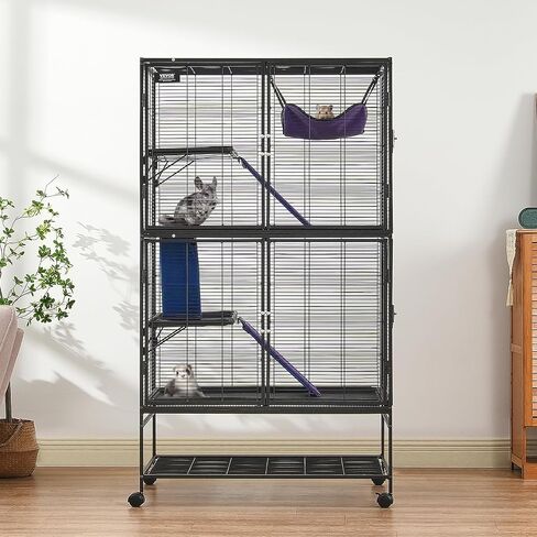 VEVOR 64.6" Rolling Metal Ferret Cage, Large 4-Tier Critter Nation Cage, Small Animal Cage with Ramps & Tray, Easy to Set up for Pet Mice, Hamster, Guinea Pig, Chinchilla, Squirrel, Hedgehogs, Bunny in Saudi Arabia