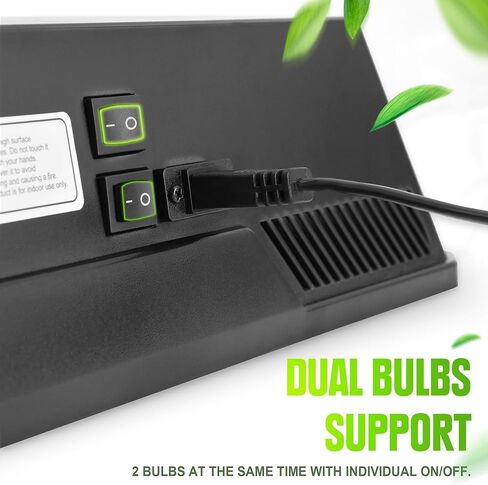 Reptile Terrarium Hood Light Fixture, Dual Lamp Paludrium Hood with Independent On/Off for Reptile Glass Terrariums Suitable UVB UVA Bulb (Bulbs Not Included) in Kuwait