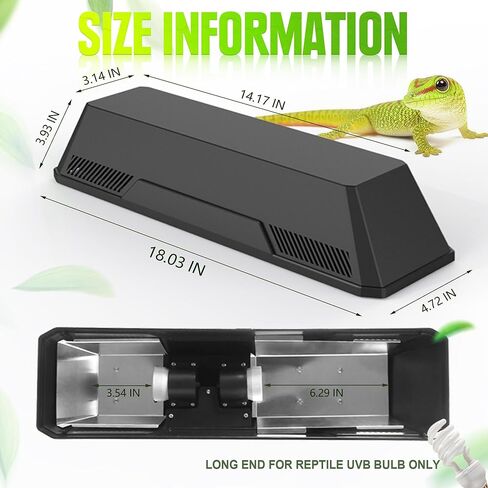 Reptile Terrarium Hood Light Fixture, Dual Lamp Paludrium Hood with Independent On/Off for Reptile Glass Terrariums Suitable UVB UVA Bulb (Bulbs Not Included) in Kuwait