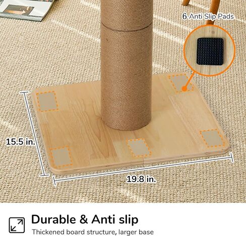 FUKUMARU Cat Scratching Post with Plush Bed, 2 in 1 Tall Kitten Scratch Post with Jute Rope, 5.5 Inch Width Sturdy Claw Scratch Pole with Perch, Cat Tree with Bed for Most Cats in Saudi Arabia
