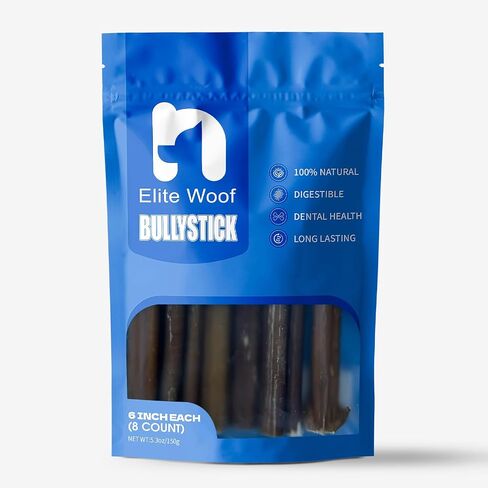 Bully Sticks for Dogs, Thick Size (6", 8Pcs) Rawhide Free Dog Chews Long Lasting Non-Splintering Pizzle Sticks - Low Odor Bully Sticks for Small Medium Large Dogs(8-32Pack Selectable) in Saudi Arabia