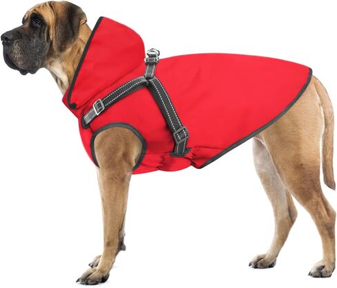 Mosucoirl Dog Raincoat Waterproof Dog Hoodie Reflective Dog Raincoat Hooded Adjustable Rain Jacket for Small Medium Large Dogs Puppies (Red, XL) in Saudi Arabia