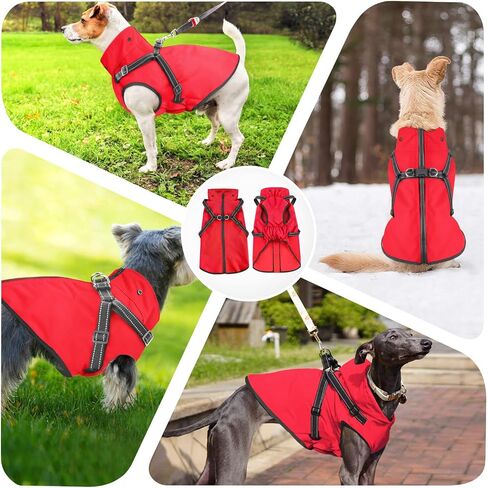 Mosucoirl Dog Raincoat Waterproof Dog Hoodie Reflective Dog Raincoat Hooded Adjustable Rain Jacket for Small Medium Large Dogs Puppies (Red, XL) in Saudi Arabia