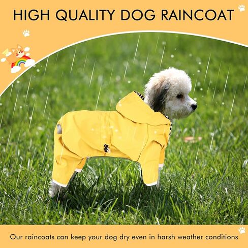 Dog Waterproof Raincoat Jacket Lightweight Four Feet Full Body Hooded with Reflective Strip, Leash Hole for Small Medium Girl Dogs (Pink, L) in Saudi Arabia