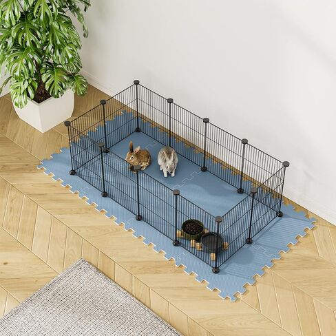 Pet Playpen Pet Fence Hamster Playpen, Guinea Pig Playpen Small Animal Playpen Portable Playpen, Rabbit Playpen Guinea Pig Cages, Metal Wire Fence for Puppys Rabbit Kitten Hedgehog, Portable (Black) in Saudi Arabia