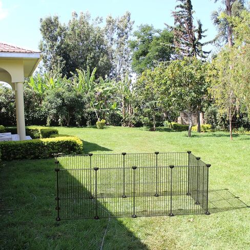 Pet Playpen Pet Fence Hamster Playpen, Guinea Pig Playpen Small Animal Playpen Portable Playpen, Rabbit Playpen Guinea Pig Cages, Metal Wire Fence for Puppys Rabbit Kitten Hedgehog, Portable (Black) in Saudi Arabia