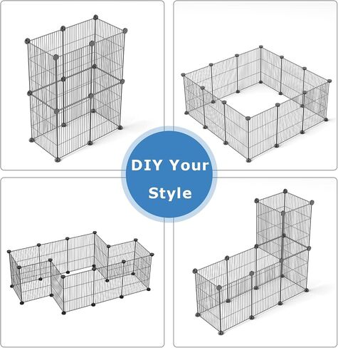 Pet Playpen Pet Fence Hamster Playpen, Guinea Pig Playpen Small Animal Playpen Portable Playpen, Rabbit Playpen Guinea Pig Cages, Metal Wire Fence for Puppys Rabbit Kitten Hedgehog, Portable (Black) in Saudi Arabia