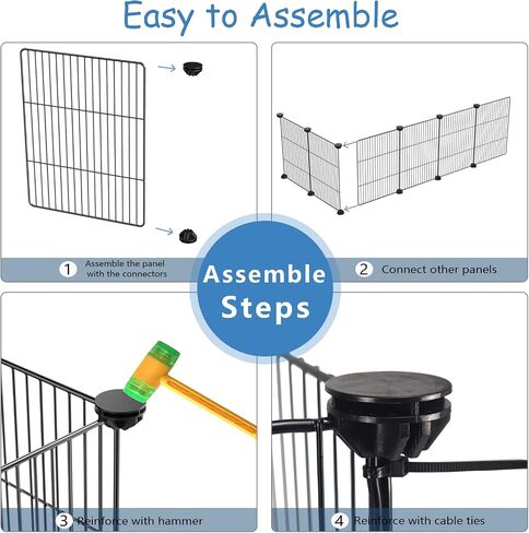 Pet Playpen Pet Fence Hamster Playpen, Guinea Pig Playpen Small Animal Playpen Portable Playpen, Rabbit Playpen Guinea Pig Cages, Metal Wire Fence for Puppys Rabbit Kitten Hedgehog, Portable (Black) in Saudi Arabia