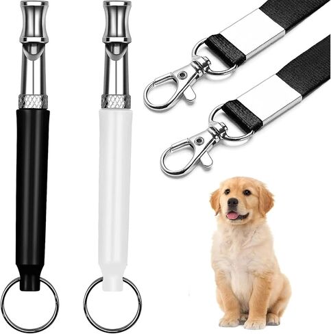 2PCS Ultrasonic Dog Whistle - Dog Whistle to Stop Barking Neighbors Dog, Dog Whistle to Make Dogs Come to You, Silent Dog Whistle Training for Recall, Dog Whistle to Scare Dogs Away (Black&White) in Saudi Arabia