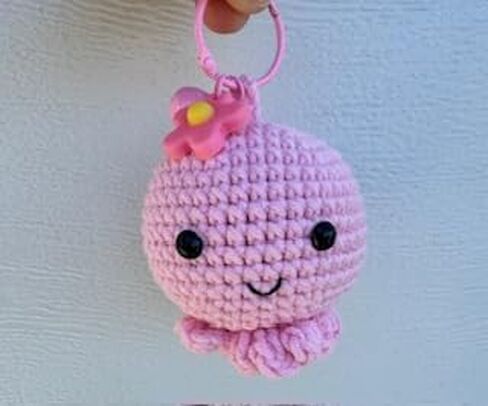 Yellow Octopus Handmade Crochet Keychain Key Ring Purse Handbag Pendant Backpack Charm Keys Wallet Car Keys Accessory for Women Girls Boys Men in Saudi Arabia