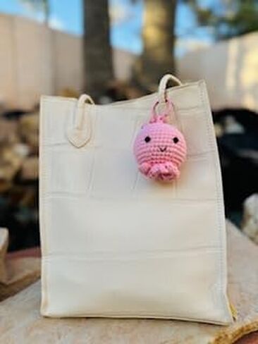 Yellow Octopus Handmade Crochet Keychain Key Ring Purse Handbag Pendant Backpack Charm Keys Wallet Car Keys Accessory for Women Girls Boys Men in Saudi Arabia