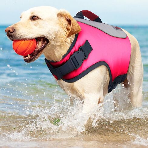 Water Float Dog Flotation Life Jacket Vest, Swimming Float Aid with Safety Handle, Adjustable Comfortable Durable Preserver High Buoyancy Coat (Pink, Large) in Saudi Arabia