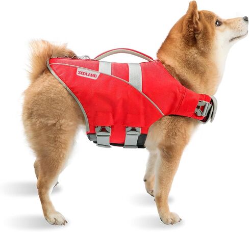 Dog Life Jacket with Reflective Stripes, Adjustable High Visibility Dog Life Vest Ripstop Dog Lifesaver Pet Life Preserver with High Flotation Swimsuit for Large Dogs in Saudi Arabia