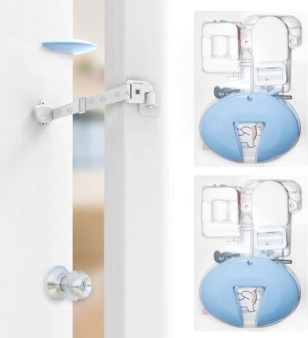 Adjustable Door Strap and Latch, Textile Cat door Latch to Keep Dog Out of Litter Box, Economical Alternative of Pet Gates and Interior Cat Door, Magnetic with Stopper 2 Packs in Saudi Arabia