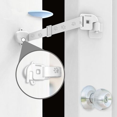 Adjustable Door Strap and Latch, Textile Cat door Latch to Keep Dog Out of Litter Box, Economical Alternative of Pet Gates and Interior Cat Door, Magnetic with Stopper 2 Packs in Saudi Arabia