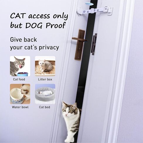 Adjustable Door Strap and Latch, Textile Cat door Latch to Keep Dog Out of Litter Box, Economical Alternative of Pet Gates and Interior Cat Door, Magnetic with Stopper 2 Packs in Saudi Arabia