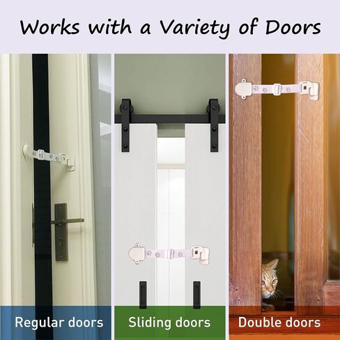 Adjustable Door Strap and Latch, Textile Cat door Latch to Keep Dog Out of Litter Box, Economical Alternative of Pet Gates and Interior Cat Door, Magnetic with Stopper 2 Packs in Saudi Arabia