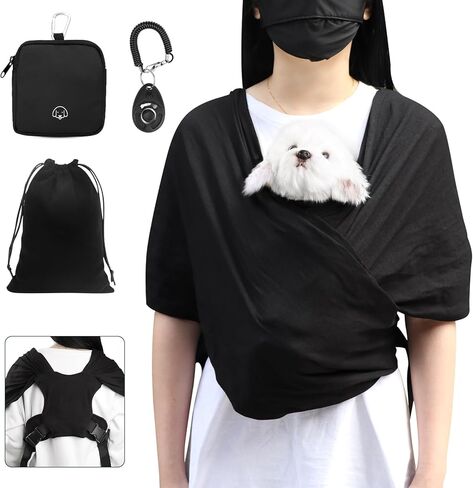 Dog Carriers for Small Dogs,Adjustable Size,Hands Free Cat Carrier,Cat Sling,Double Shoulder Strap Design,Freeing Hands and Reducing Back Pain,with Dog Training Bag and Training Clicker in Saudi Arabia