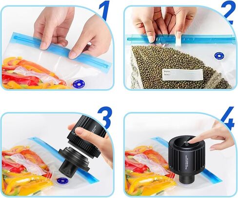 أكياس Sous Vide قابلة لإعادة الاستخدام 28 قطعة، أكياس مانعة للتسرب خالية من BPA، أكياس تخزين طعام مفرغة للطهي/تسخين الميكروويف - 21 قطعة أكياس بسحاب مفرغة، 2 مشبك إغلاق و4 صمامات هواء in Kuwait