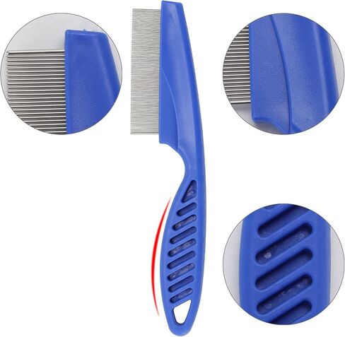 6 Pack Flea Lice Comb for Dogs Cats, Pet Tear Stain Remover Grooming Comb with Rounded Metal Teeth for Small, Medium & Large Pets, Blue in Saudi Arabia
